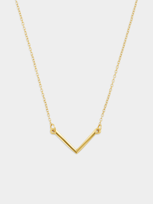 Gold Plated Sterling Silver Chevron Bar Necklace