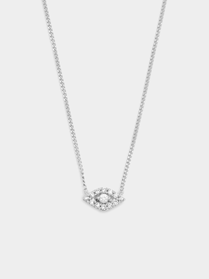 Sterling Silver Lab Grown Diamond Evil Eye Pendant