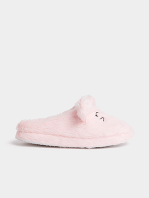 Jet Older Girls Pink Rabbit Mule Slippers