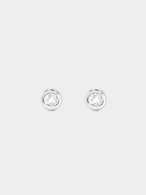 Sterling Silver Lab Grown Diamond Round Solitaire Bezel Stud Earrings