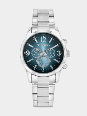 Tempo Silver Plated Green Dial Bracelet Watch