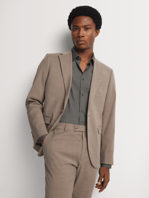 Markham Men's Slim Textured Taupe Suit Jacket