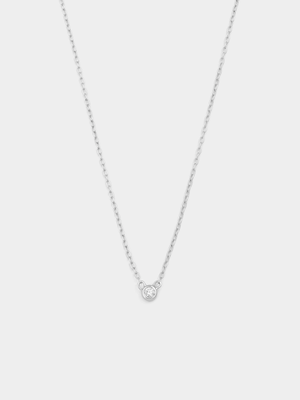 Sterling Silver Lab Grown Diamond Round Solitaire Bezel Pendant