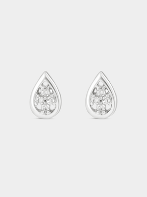 Sterling Silver Lab Grown Diamond Pavé Pear Stud Earrings