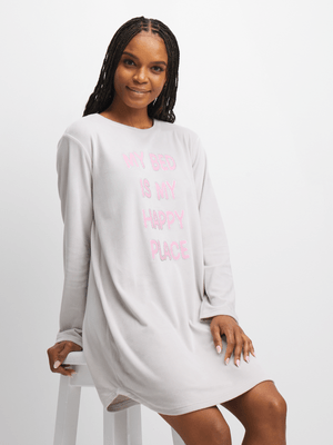 Jet Women's Grey Happy Place Velour Sleepshirt