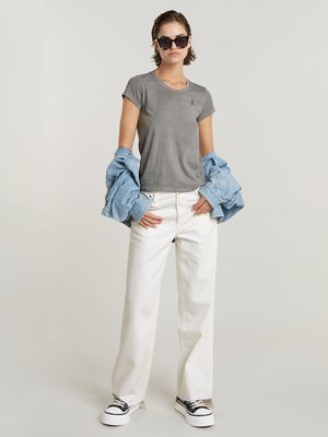 G-Star Women's Overdyed Eyben Slim V-Neck Grey Top 2.0