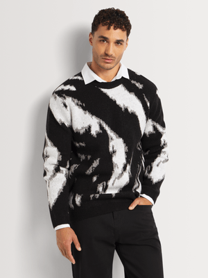 Markham Men's Crew Space Dye Black Knitwear