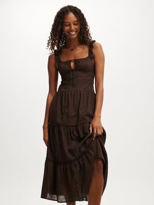 Women's Cotton On Burgundy Skye Corset Detail Maxi Dress