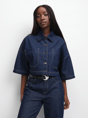The FIX Women's Dark Wash Double Pocket Denim Shirt