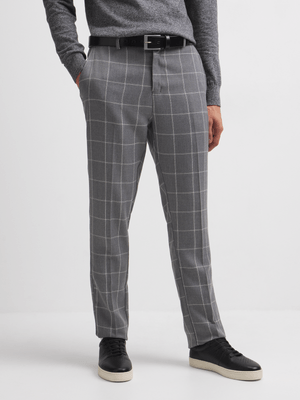 Jet Men's Grey Grid Check Trouser