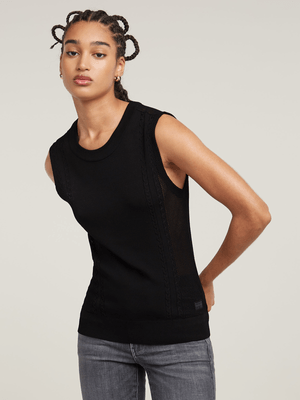 G-Star Women's Pointelle Knitted Dark Black Sweater