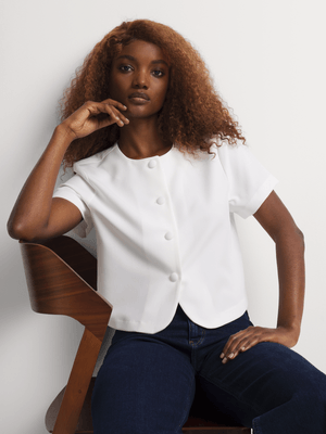 Button Through Cap Sleeve Shell Top