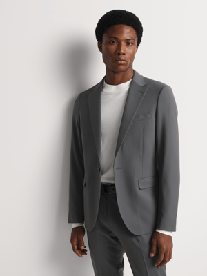 Markham Men's Skinny Twill Weave Grey Suit Jacket