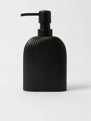 Soap Dispenser Fluted Black Resin