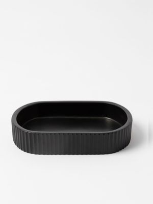 Soap Dish Fluted Black Resin