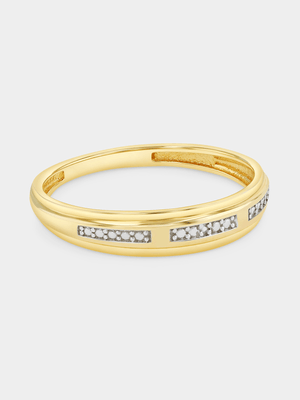 Yellow Gold Diamond Horizontal Bar Trio Ring