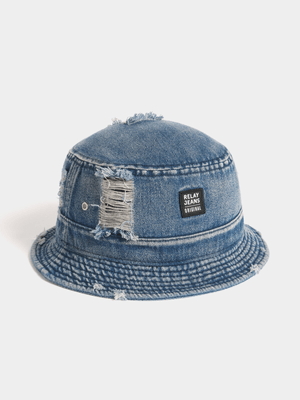 Relay Jeans Men's Denim Rip n Repair Blue Bucket Hat