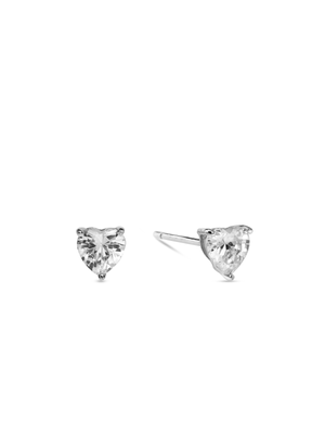 Sterling Silver Cubic Zirconia Heart Stud Earrings