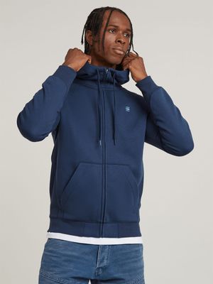 G-Star Men's Premium Core Hooded Blue Zip Sweater