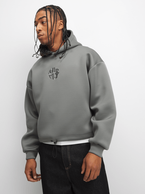 The FIX Men's Grey Oversized Graphic Print Hoodie