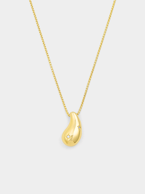 Yellow Gold Vermeil Cubic Zirconia Star Teardrop Pendant