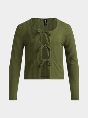 Jet Teen Girls Green Front Tie Top