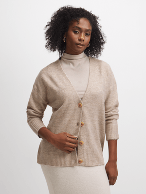 Jet Women's Oatmeal Textured Boxy Cardigan