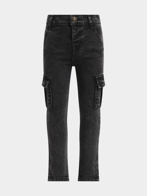 Jet Younger Girls Black Cargo Jeans