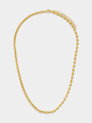 Yellow Gold Vermeil Beaded & Anchor Link Chain