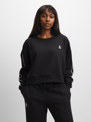 Women's APX Black Sweater With Piping