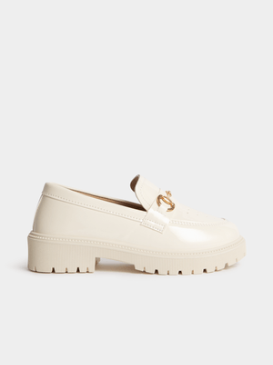 Jet Older Girls Ecru Buckle Loafer
