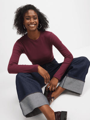 Jet Women's Burgundy Rib Top