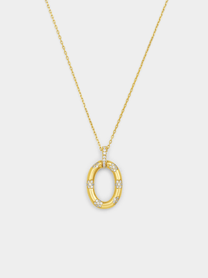 Yellow Gold Vermeil Cubic Zirconia Oval Pendant