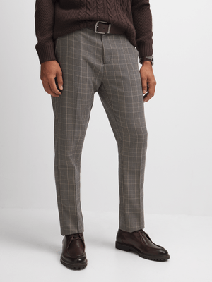 Jet Men's Dark Brown Check Trouser
