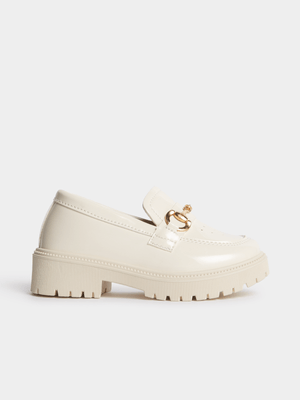 Jet Younger Girls Ecru Buckle Loafer