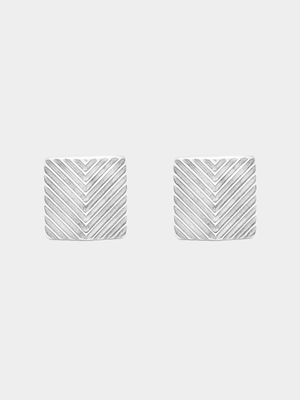 Stainless Steel Chevron Rectangle Stud Earrings