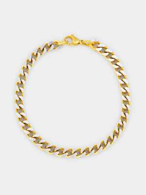 Gold Plated Stainless Steel Two-Tone Curb Bracelet