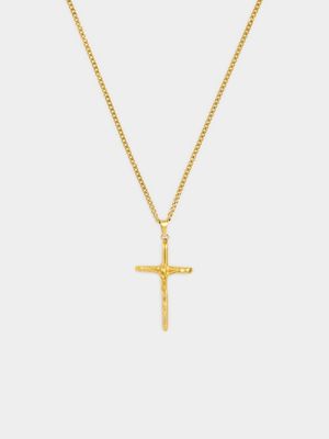 Stainless Steel Gold Plated Crucifix Pendant