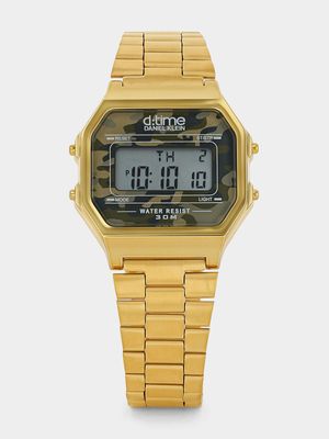 Daniel Klein Gold Plated Camo Digital Bracelet Watch