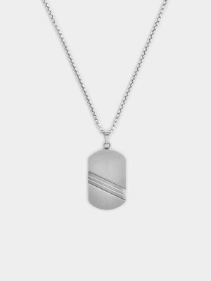 Stainless Steel Diagonal Stripe Disc Pendant