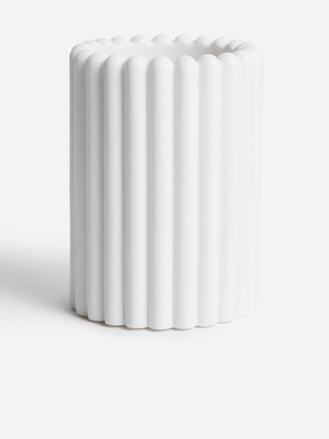 Jet Home White Ceramic Ribbed Tumbler