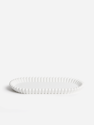 Jet Home White Ceramic Ribbed Tray
