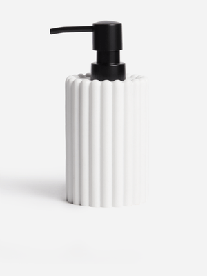 Jet Home White Ceramic Ribbed Soap Dispenser