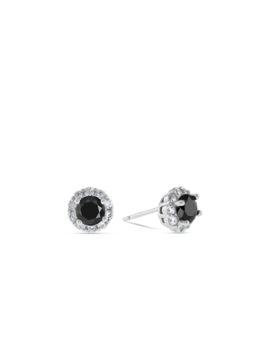 Sterling Silver Black Cubic Zirconia Petal Stud Earrings