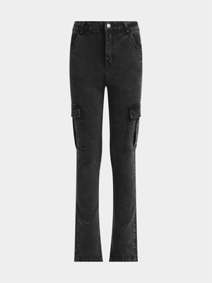 Jet Older Girls Black Cargo Jeans