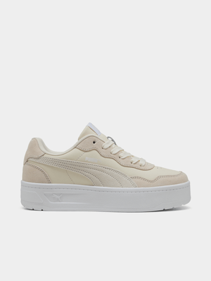 Puma Womens Court Lally Skye Suede Frosted Ivory/White Sneakers