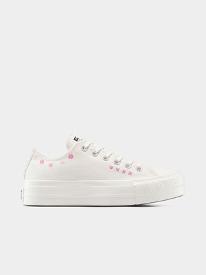 Converse Womens Chuck Taylor All Star Lift Floral Embroidery Egret/Berry Sneakers