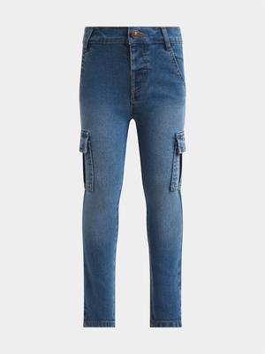 Jet Younger Girls Blue Cargo Jeans