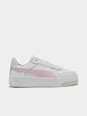 Puma Womens Carina Street White/Rose Mauve/Gray Sneakers