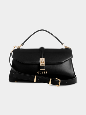 Women's Guess Black Queensland Top Handle Flap Bag